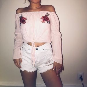 Rose Detail off the shoulder top!